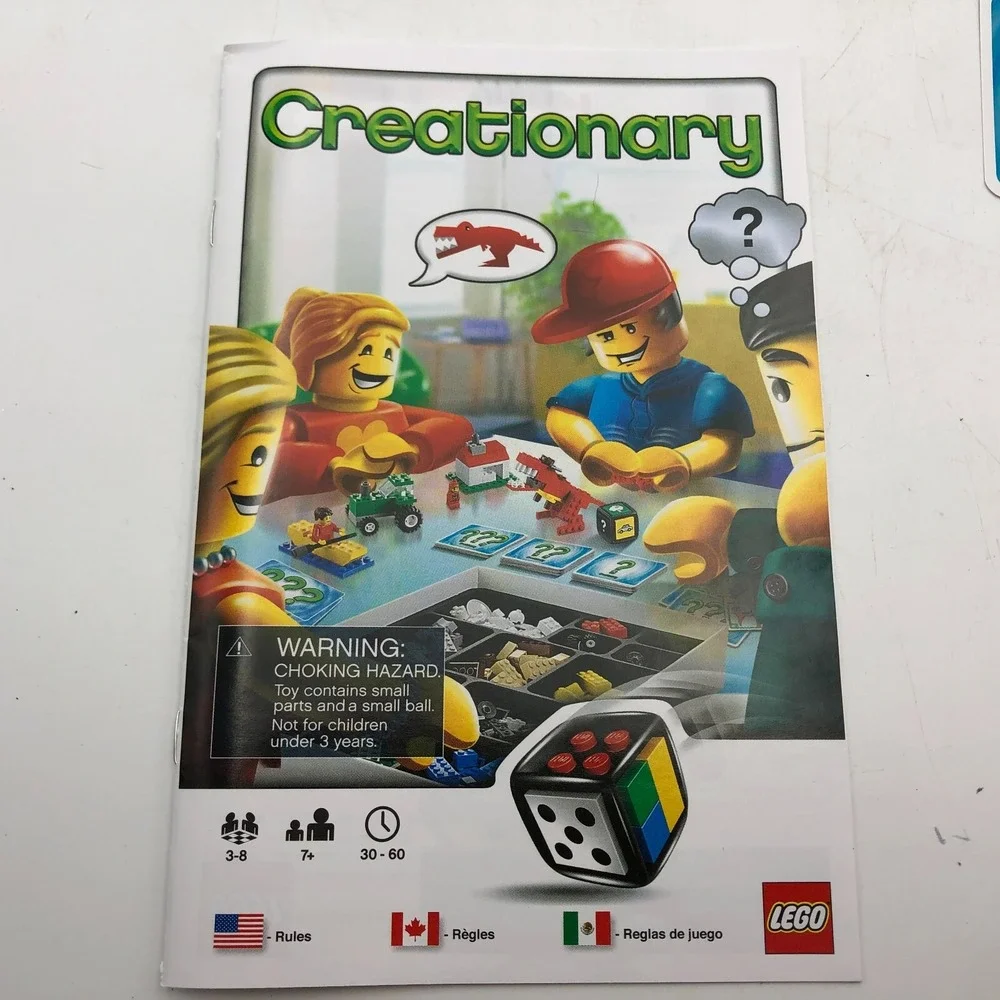 LEGO 3844 Creationary Replacement Parts 96 Game Cards Manual Dice Excellent!